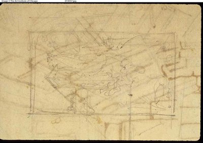 Studio per la sala espositiva, Somerset House, da Microcosm of London (recto); Schizzo di un dipinto: Madonna e Bambino (verso) da Augustus Charles Pugin