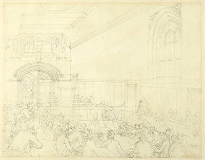 Studio per Guild Hall, Esame di un fallito davanti ai suoi creditori, da Microcosmo di Londra da Augustus Charles Pugin
