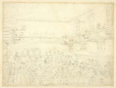 Studio per la riunione quacchera, da Microcosmo di Londra da Augustus Charles Pugin