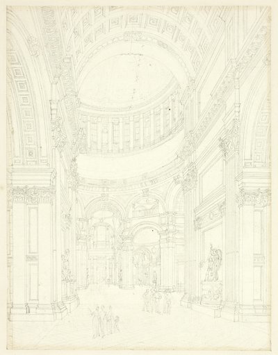 Studio per la Cattedrale di San Paolo, da Microcosmo di Londra da Augustus Charles Pugin