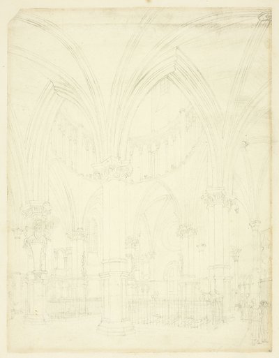 Studio per la Temple Church, da Microcosm of London da Augustus Charles Pugin