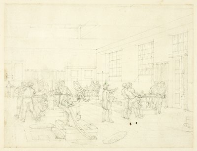 Studio per la Zecca, da Microcosmo di Londra (recto); schizzo del cortile (verso) da Augustus Charles Pugin
