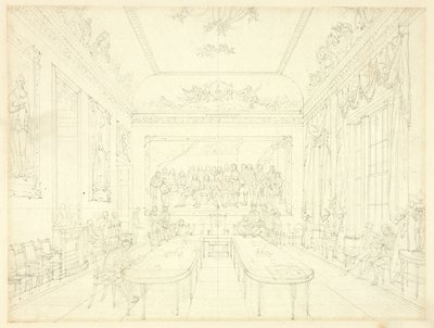 Studio per Trinity House, da Microcosm of London (recto); Schizzo architettonico di facciate di case a schiera (verso) da Augustus Charles Pugin