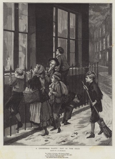 Una festa di Natale, fuori al freddo da Augustus Edward Mulready
