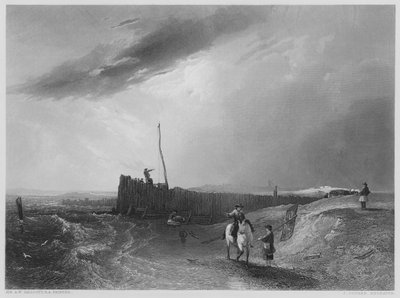 Il vecchio molo a Littlehampton, dal quadro nella Galleria Vernon (incisione) da Augustus Wall (after) Callcott