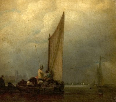 Scena fluviale con chiatte, c.1825 da Augustus Wall Callcott