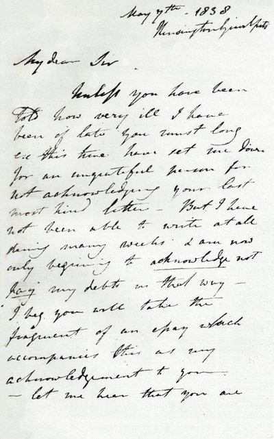 Lettera di Augustus Wall Callcott, 7 maggio 1838, 1904 da Augustus Wall Callcott