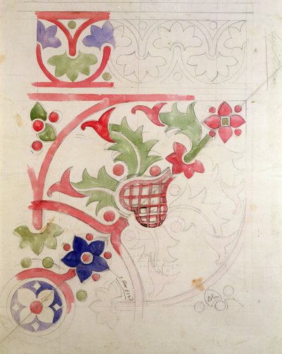 Design floreale per la Biblioteca della Camera dei Lord da Augustus Welby Northmore Pugin