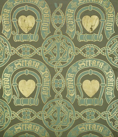 Motivo a Cuore, Disegno di Carta da Parati Ecclesiastica da Augustus Welby Northmore Pugin