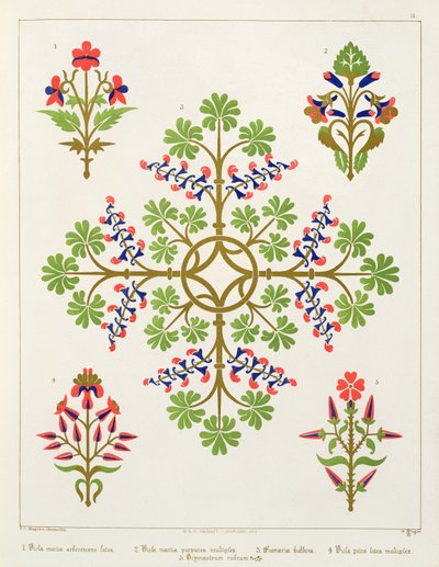 Motivo di rose, design per carta da parati, stampato da M. e N. Hanhart da Augustus Welby Northmore Pugin