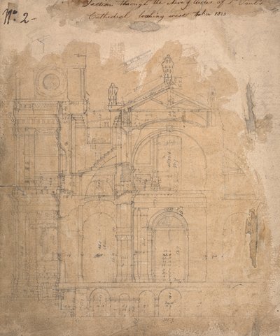 Sezione attraverso la Navata della Cattedrale di San Paolo Guardando a Ovest da Augustus Welby Northmore Pugin