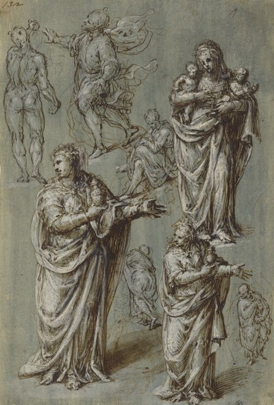 Foglio di studi di varie figure da Aurelio Luini