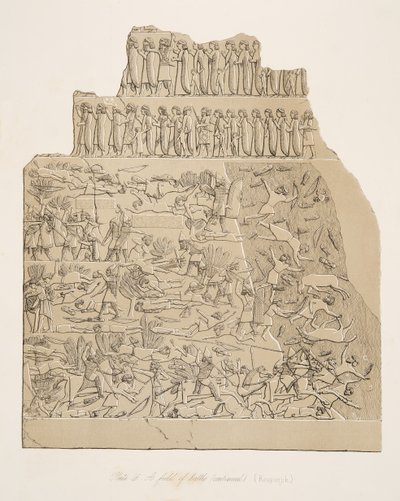 Campo di battaglia (Kouyunjik), dai Monumenti di Ninive, pub. 1849 da Austen Henry Layard