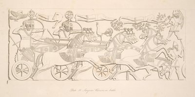 Guerrieri assiri in battaglia, da Monumenti di Ninive, pub. 1849 da Austen Henry Layard
