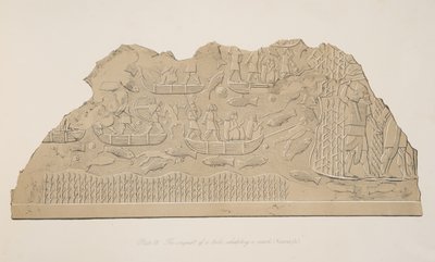 La conquista di una tribù che abita una palude (Kouyunjik), dai Monumenti di Ninive, pub. 1849 da Austen Henry Layard