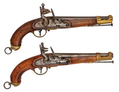 Un paio di pistole a pietra focaia da servizio austriache da 16,9 mm da Austrian School