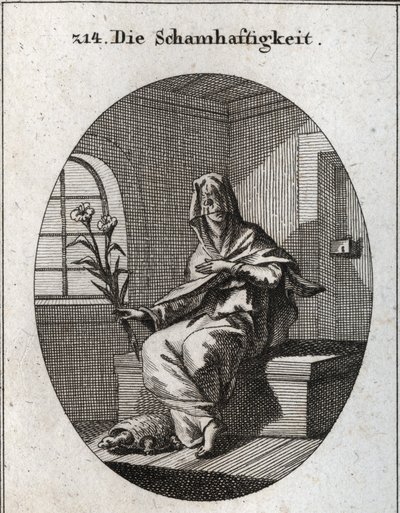 Allegoria della modestia. Il suo simbolo è un ramo di gigli e una tartaruga. da Austrian School