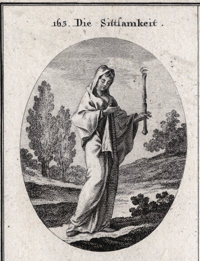 Allegoria della modestia. Tiene uno scettro sopra il quale c