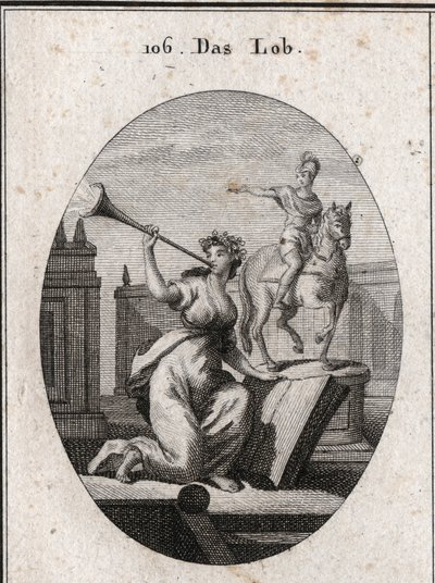 Allegoria della lode che tiene un libro per mostrare che passa alla posterità attraverso l
