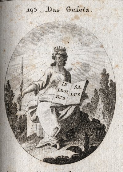 Allegoria della legge. Il suo diadema radiante segna la sua origine divina. da Austrian School
