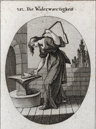 Allegoria della tribolazione. Tiene un cuore su un