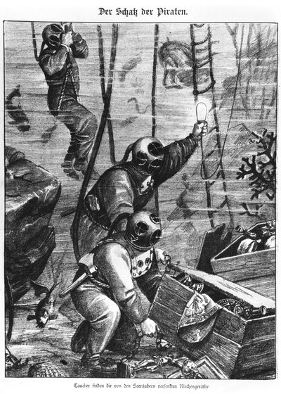 Sommozzatori che trovano il tesoro dei pirati, 1897 da Austrian School