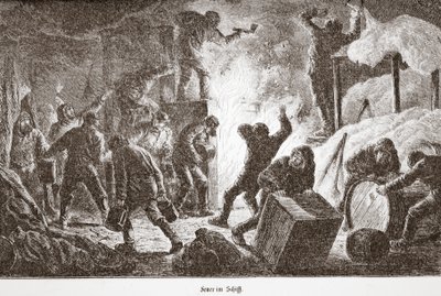 Incendio a bordo della nave, 1876 da Austrian School