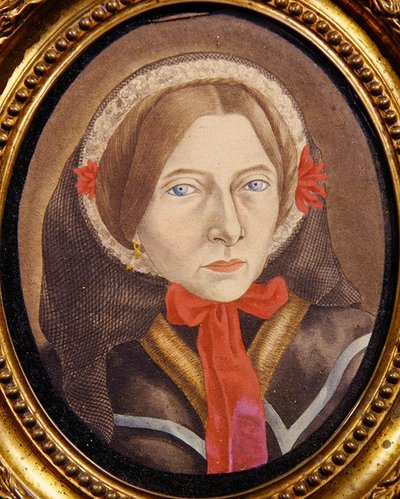 Ritratto di una donna con cappello e nastro rosso da Austrian School