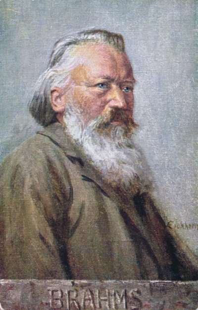 Cartolina raffigurante Johannes Brahms c.1910 da Austrian School