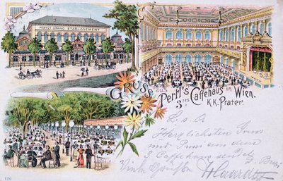 Cartolina dal caffè Pertls nel Prater, Vienna, 1901 da Austrian School