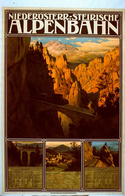 Poster per la Niederösterreich-Steirische Alpenbahn da Austrian School