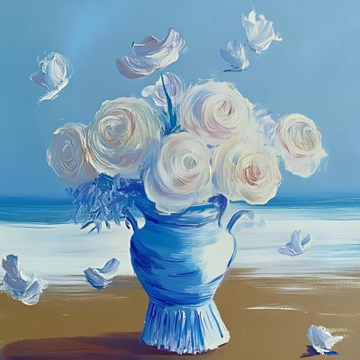 Fiori sulla spiaggia nel vaso blu da Avanesova Elena