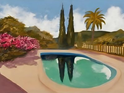 Riflessi sulla piscina di cipressi da Avanesova Elena