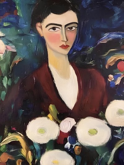 Donna elegante con fiori da Avanesova Elena