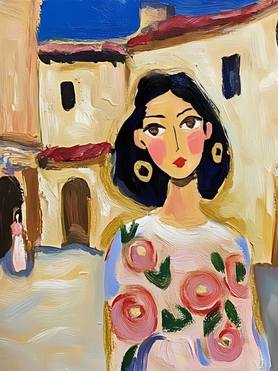 Donna in abito a fiori da Avanesova Elena