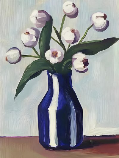Fiori bianchi in un vaso blu da Avanesova Elena