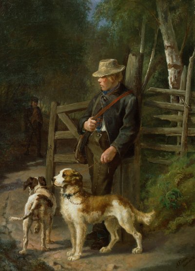 Ragazzo con cani da caccia da Axel Hjalmar Ender