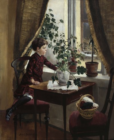 Interno con bambino da Axel Hjalmar Ender