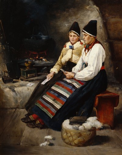 Due ragazze che leggono una lettera da Axel Hjalmar Ender