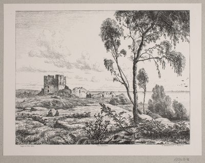 Parti ved Hammershus da Axel Theodor Kittendorff