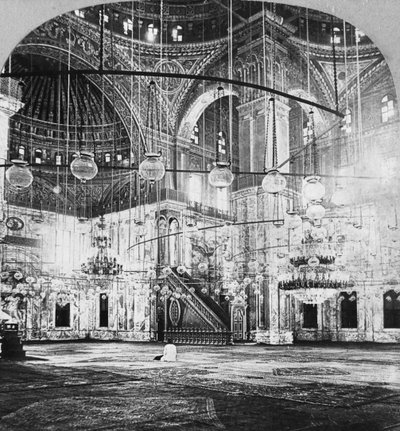 Interno, Moschea di Muhammad Ali, Il Cairo, Egitto da B. L. Singley