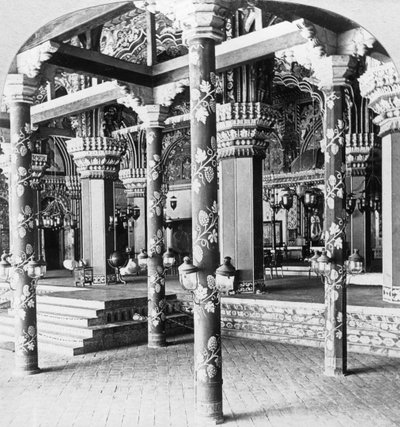 Sala del durbar Mahratta, Palazzo della Principessa di Tanjore, Tanjore Thanjavur, India, 1901 da B. L. Singley