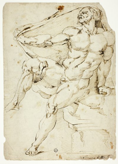 Nudo maschile accademico raffigurante Ercole con la veste di Nesso (recto e verso) da Baccio Bandinelli