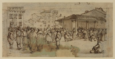 Piazza del mercato a Firenze, con figure da Baccio del Bianco