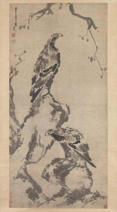 Due aquile, datato 1702 da Bada Shanren