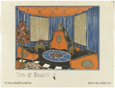 Gazette du Bon Ton, 1920 - No. 10, Pl. XLV: Fond de Boudoir da Bagge and Huguet