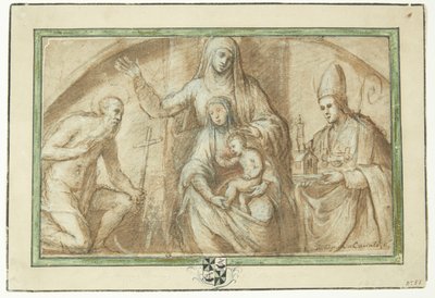Anna terza con San Gerolamo e un santo vescovo, mostrati come fondatori di chiese da Bagnacavallo