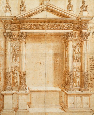 Progetto per un altare con un tabernacolo con frontone sostenuto da statue corinzie di Santa Lucia, Sant