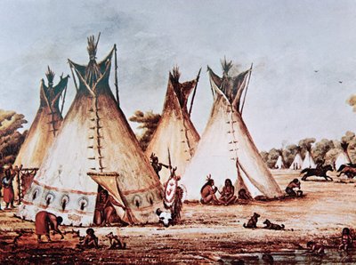 Villaggio della tribù Kiowa da Baldwin Mollhausen
