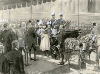 Re Edoardo VII e la Regina Alessandra - Stand del Consiglio della Contea di Londra a Trafalgar Square, 24 ottobre 1902 da Balliol (after) Salmon